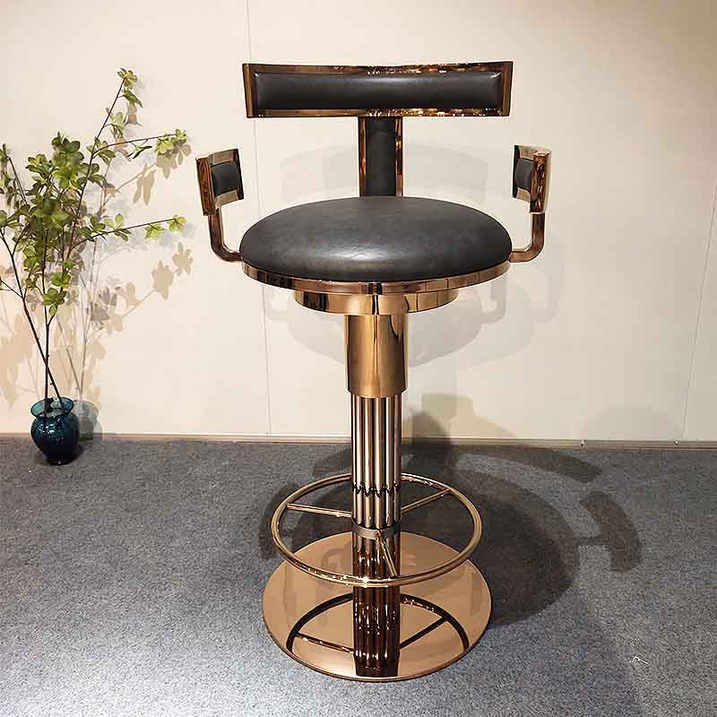 Light Extravagant Modern Stainless Steel Swivel Chair Bar Counter Home Chair Creative Bench High Foot Front Desk Multifunction Bar Chair Lift