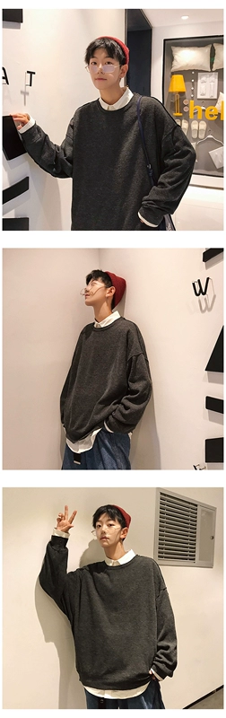Văn học nam nữ mua sắm áo len mùa thu Hàn Quốc xu hướng nam chic chic đầu thu áo len cổ tròn áo thun nam quần áo nam