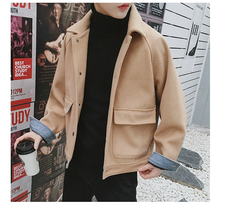 Đàn ông và phụ nữ nghệ thuật mua sắm áo khoác mùa đông Phiên bản Hàn Quốc của xu hướng áo len lỏng ngắn trench coat quần áo mùa thu nam