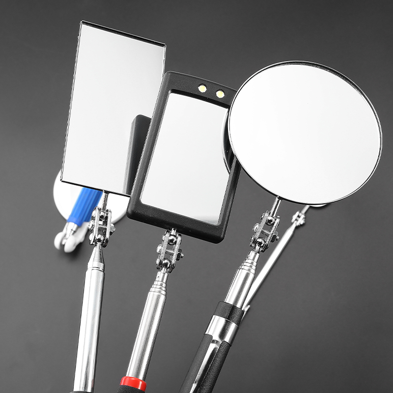 Car universal folding telescopic viewfinder 30-85mm inspection mirror LED detection mirror car repair detection mirror