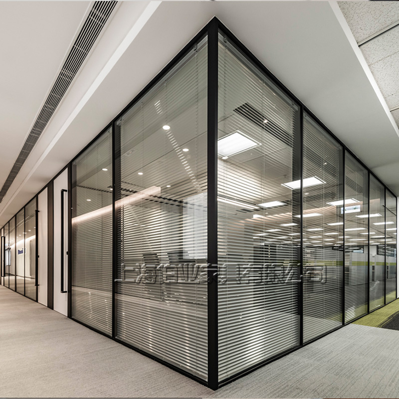 Office screen high partition double glass and louver aluminum alloy partition conference room compartment sound insulation wall