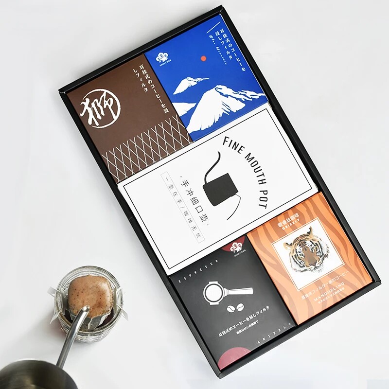 Send a pot of Goriz ear hanging coffee gift box Japan imported coil sugar-free pure black beans freshly ground coffee powder refresh