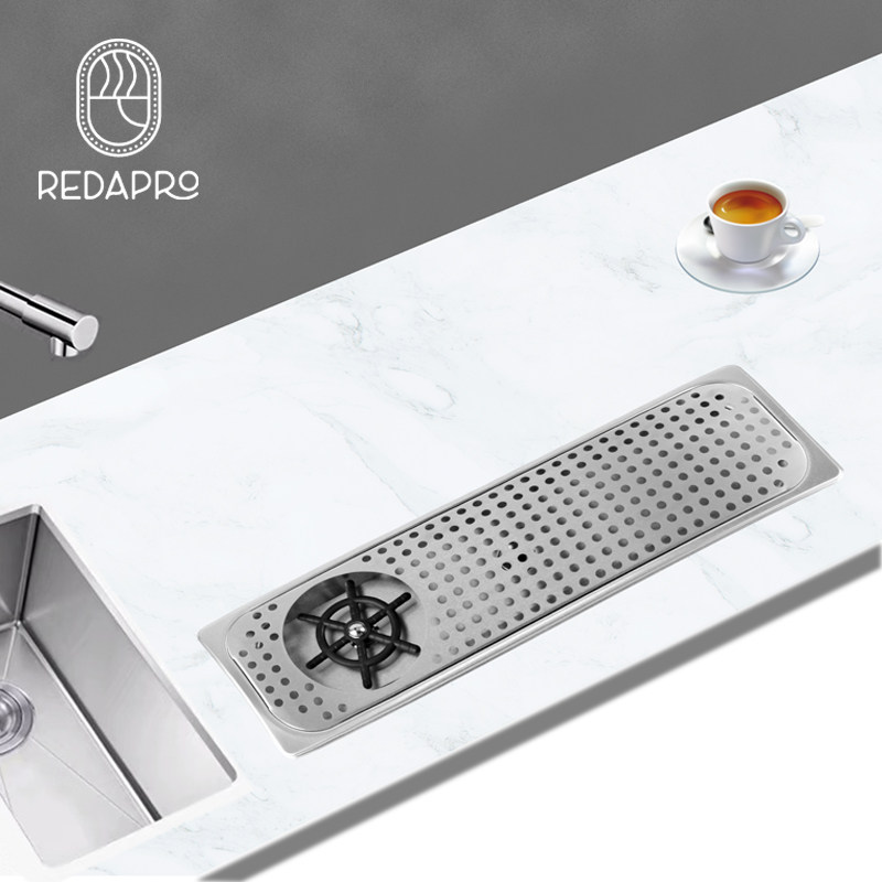 Stainless Steel Bar Table Wash Cup Instrumental Milk Tea Shop Coffee Bar Counter Embedded Sink High Pressure Automatic Cup Ware Commercial