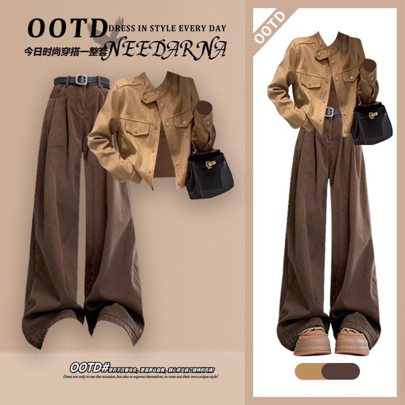A Complete Set of Autumn Outfits from Meilade, with a High-End, Unique, and Stunning Look, a Small Suit for Autumn, Both Elegant and Stylish with Pants