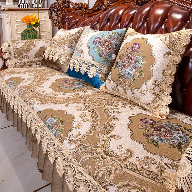 2021 New European-style sofa cushion winter style universal non-slip upscale luxury living room with real leather sofa cover