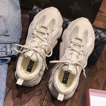 Dad shoes womens summer breathable thick-soled high-heeled sneakers 2021 new white womens shoes