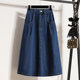 Shopping mall withdrew cabinets and cleared large size women's clothing spring Hong Kong style niche design casual high waist A-line denim skirt