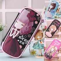 Flower Girl Pencil Bag Japanese and Korean Cute Student Large Capacity PU Leather Stationery Bag Creative Girl Pencil Storage Bag