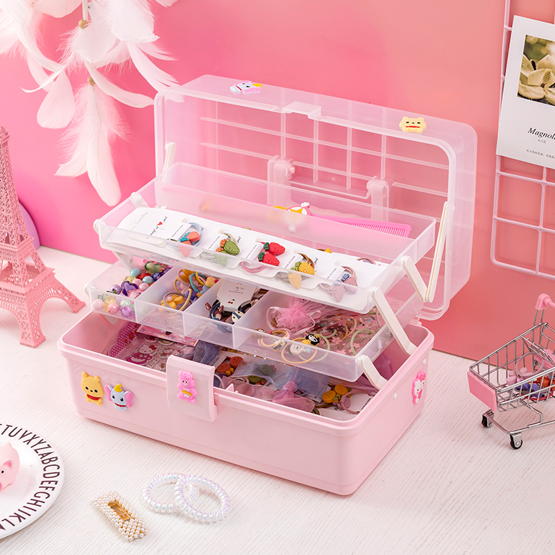 Hair accessories storage box Korean girl heart children's jewelry box Princess large capacity multi-layer hair circle hairpin storage box