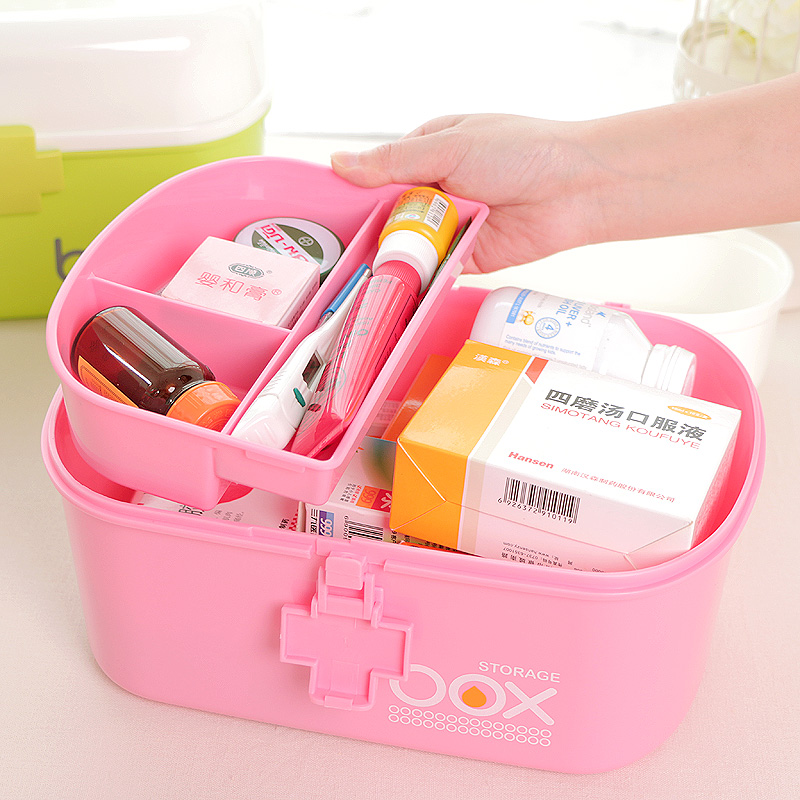 Medicine Box Home Pink Size Number Mini Hand Double Layer Medicine Box Medicine Medical Case Kid Toy Containing Box