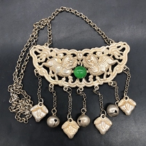 Antiques and miscellaneous collections double lion and hydrangea silver lock made during the Qianlong period of the Qing Dynasty special offer