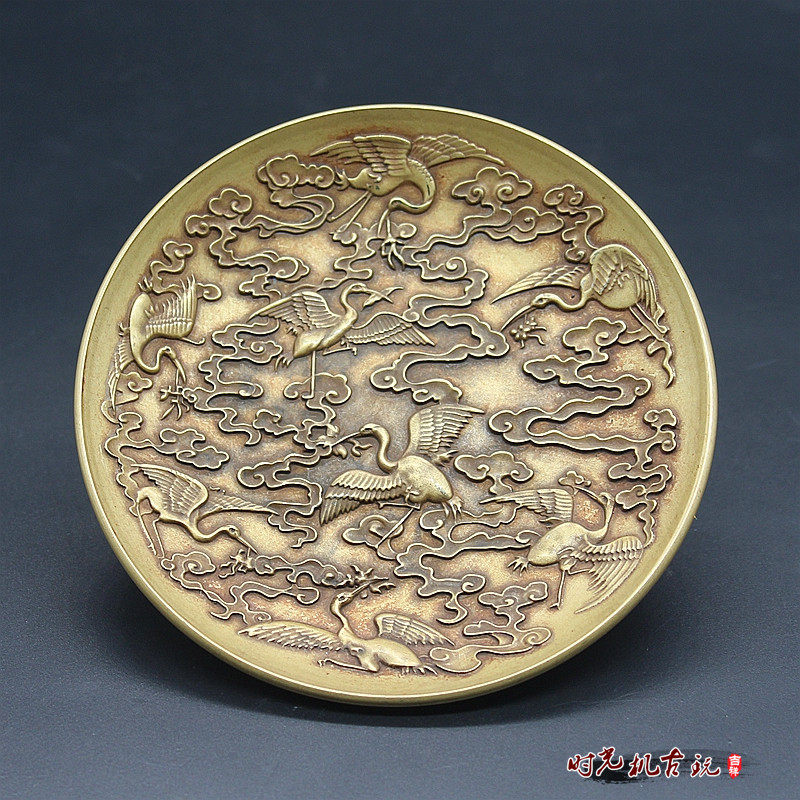 Antique Play Miscellaneous Collection of Antique Copper Plate Eight Xianqing Suyuan Plate Xianhe Tea Tour Tea Tour