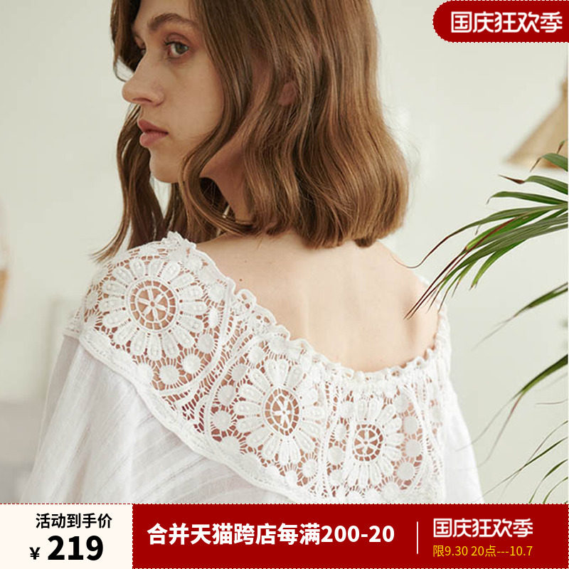 Duoduo coco pajamas women's spring and summer new cotton lace thin sexy mid-sleeve shorts suit can be worn outside