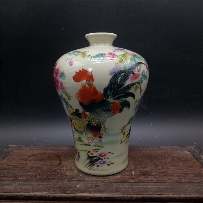 Tongzhi Year Pastel Porcelain Plum Bottle Antique Antique Antique Antique Old Goods Collection Genuine Old Objects