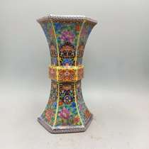 Qing Dynasty Yongzheng Enamel color flower pattern six square flower vase Jingdezhen old antique porcelain antique antique ornaments