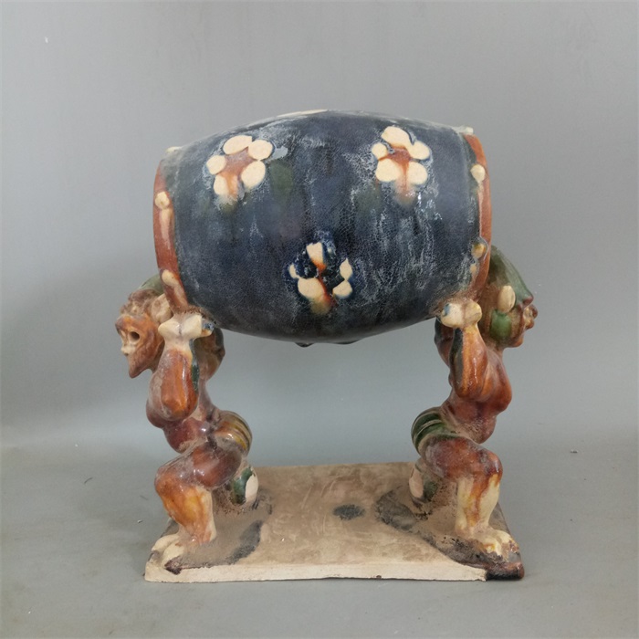 陶磁器 唐三彩 青蛙罐 唐代 染付 置物擺件 古賞物 中国古美術