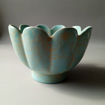 Song Ruku Tianqing glaze lotus bowl Antiquity old goods imitation porcelain collector house classical decoration