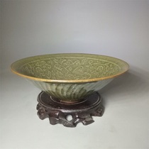Song Yazhou kiln green glaze cartridge bowl Antique antique antique antique old goods pick up old object parts