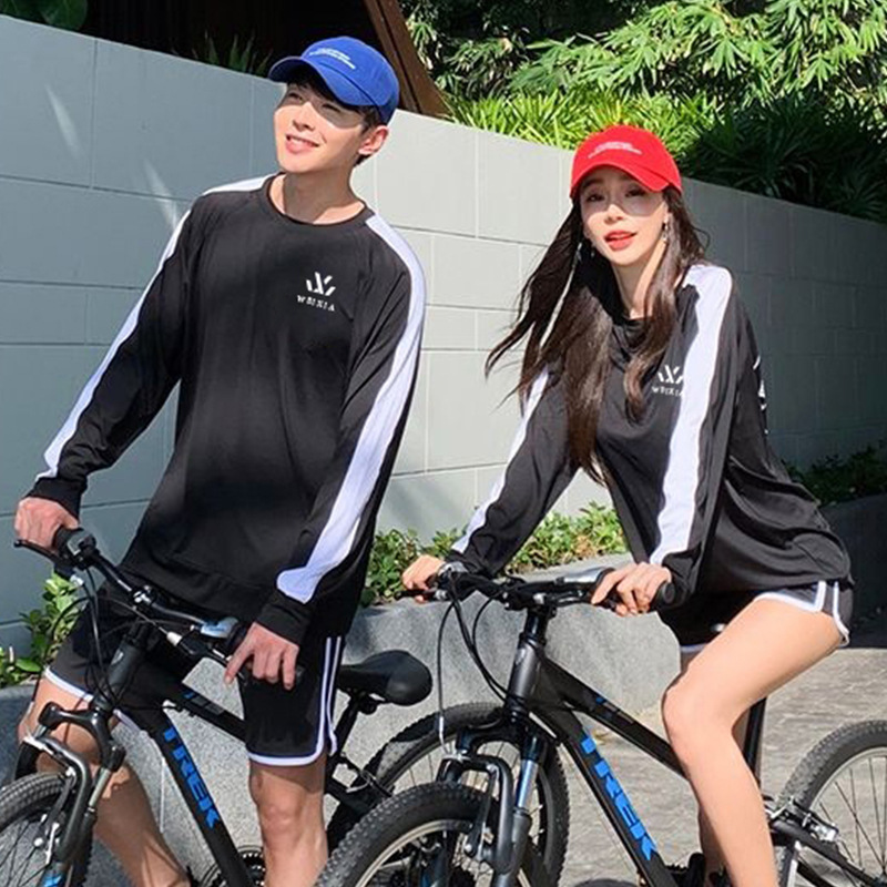 Source Factory 24 new Korean version lovers' swimsuit men and women conservative parquet-style swimsuit suit holiday snorkeling-Taobao