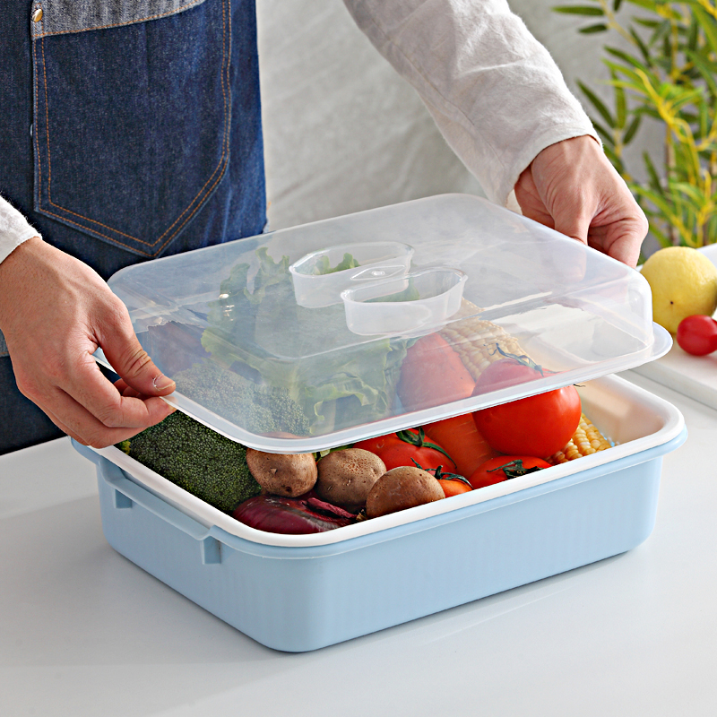 Household vegetable wash basin double-layer drain basket to wash fruit and vegetable plastic vegetable basket kitchen modern living room creative fruit plate