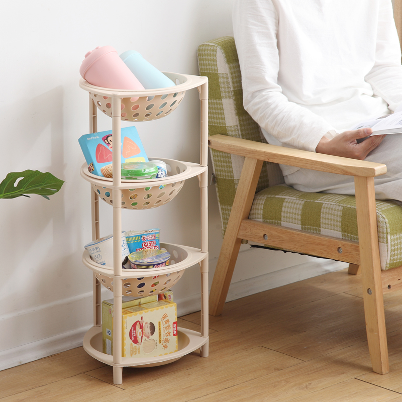 Plastic Vegetable Fruit Kitchen Shelving Shelf Containing Basket Floor Multilayer Corner Storage Containing Utensils Drain Basket