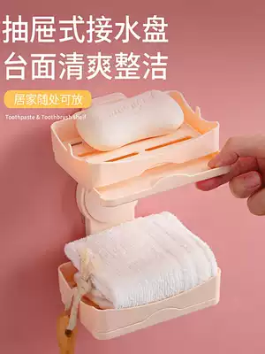 Creative punch-free fat box double-layer horizontal and vertical powder room drain incense holder Wall-mounted bathroom shelf suction cup