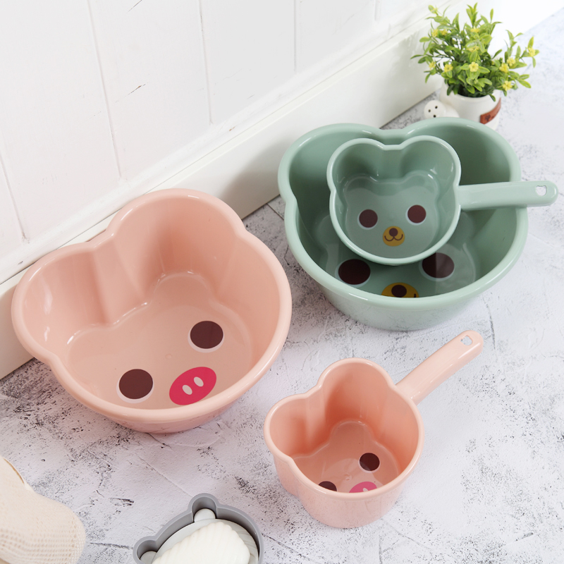 New children washbasin plastic basin Large thick cartoon foot wash basin Baby wash ass Small raspberry baby basin