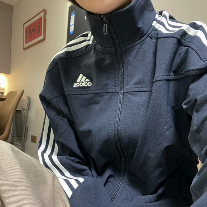 Autumn Adidas Trefoil Qq Sugar Jacket Unisex Classic Logo Three-Stripe Retro Stand Collar Jacket
