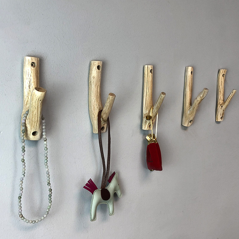Natural Branches Hook Nordic Retro Creative Tree Fork Clothing Shop Solid Wood Entrance Door Fields Garden Wind Decoration Wall-mounted Hanging Clothes Hook