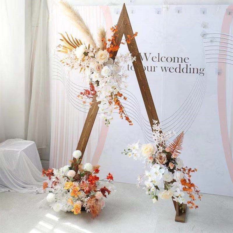 Triangle Arches Senteo Wedding Outdoor Fields Wood Flowers Doors Wood Frames Diners Wedding background florist to shoot props