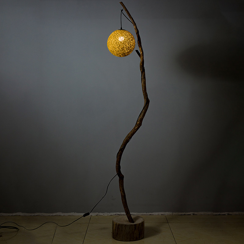 Bed head lamp floor lamp wood carving lamp Country retro log lamp frame tree root tea table natural with shaped branches table lamp