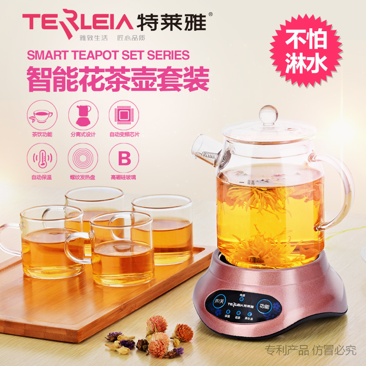 Telaija Health Preservation Pot Thickened Glass Multifunction Mini Health Pot Electric Hot Boiling Water Black Teapot Medicine Integrated Nourishment