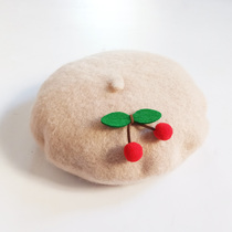 Japanese childrens woolen parent-child painter hat girl cute Cherry beret female Baby Bud hat