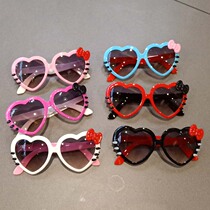Childrens sunglasses girl cute peach heart sun glasses sunshade anti ultraviolet baby sunglasses cartoon KT cat glasses tide