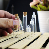 Cute mini bottle small number one wish bottle drift bottle transparent wood stopper glass bottle with lid plastic stopper pendant diy