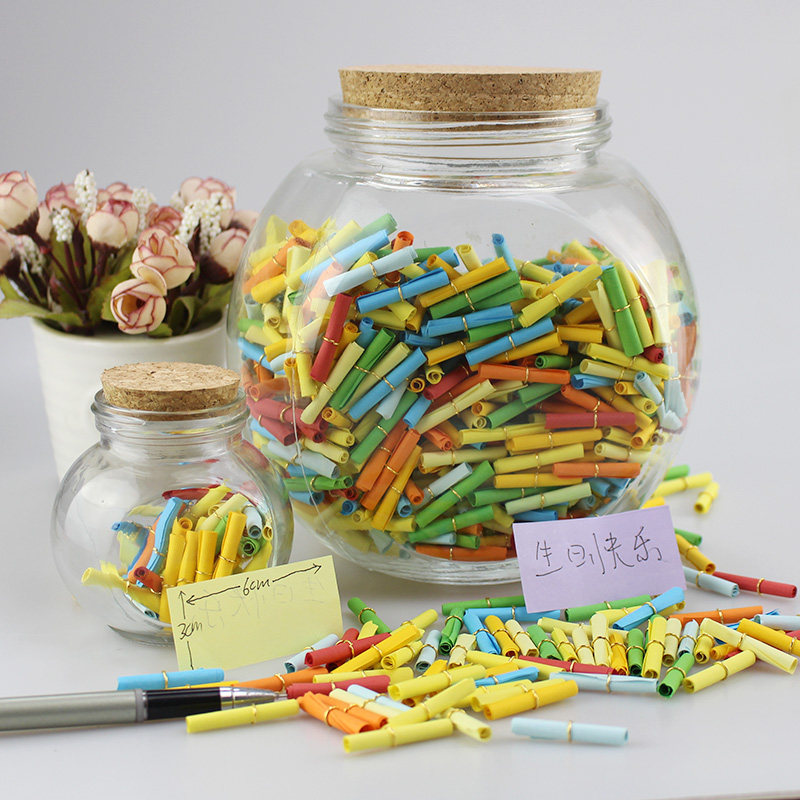 Lucky bottle small note large wooden stopper glass jar wishing bottle flower drum bottle flat drum wish drifting bottle stars