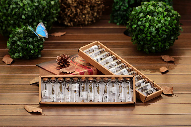 Set of 12 only retro Xu may bottle constellations Lucky bottle glass small number wood stopper Drift bottle Creative home