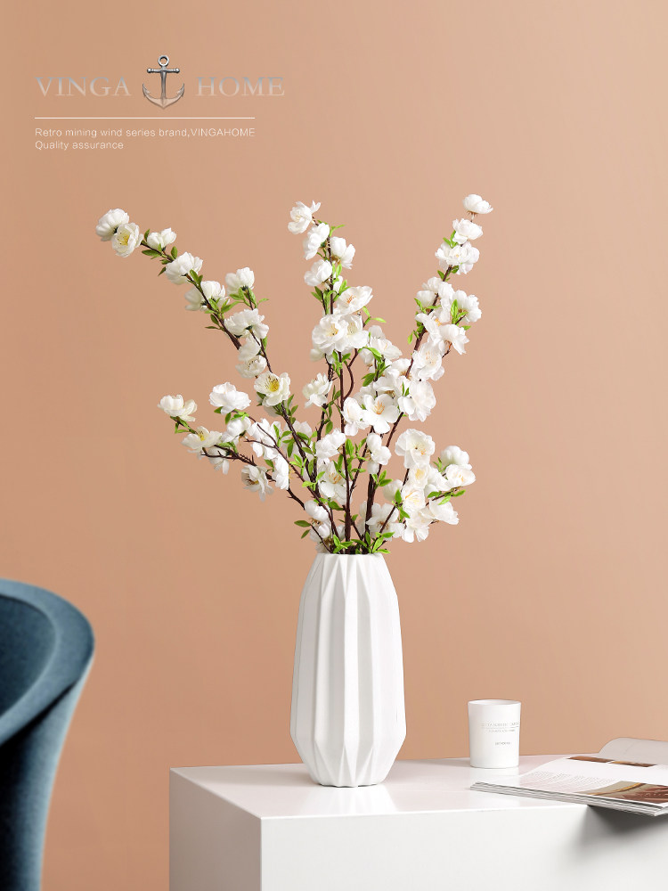 Long branch peach blossom simulation flower Fake flower decoration Floral decoration Living room table decoration flower simulation bouquet flower arrangement