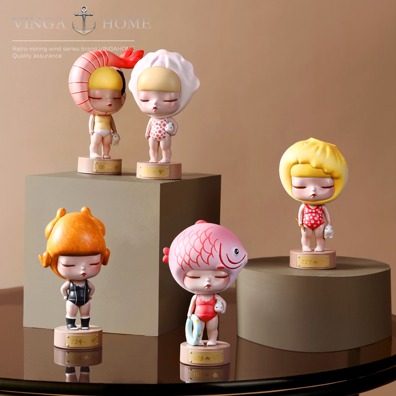 vingahome cute teenage girl white night fairy tale Calorie Series Small Pendulum Pieces Cartoon Creative Children Room Decorations