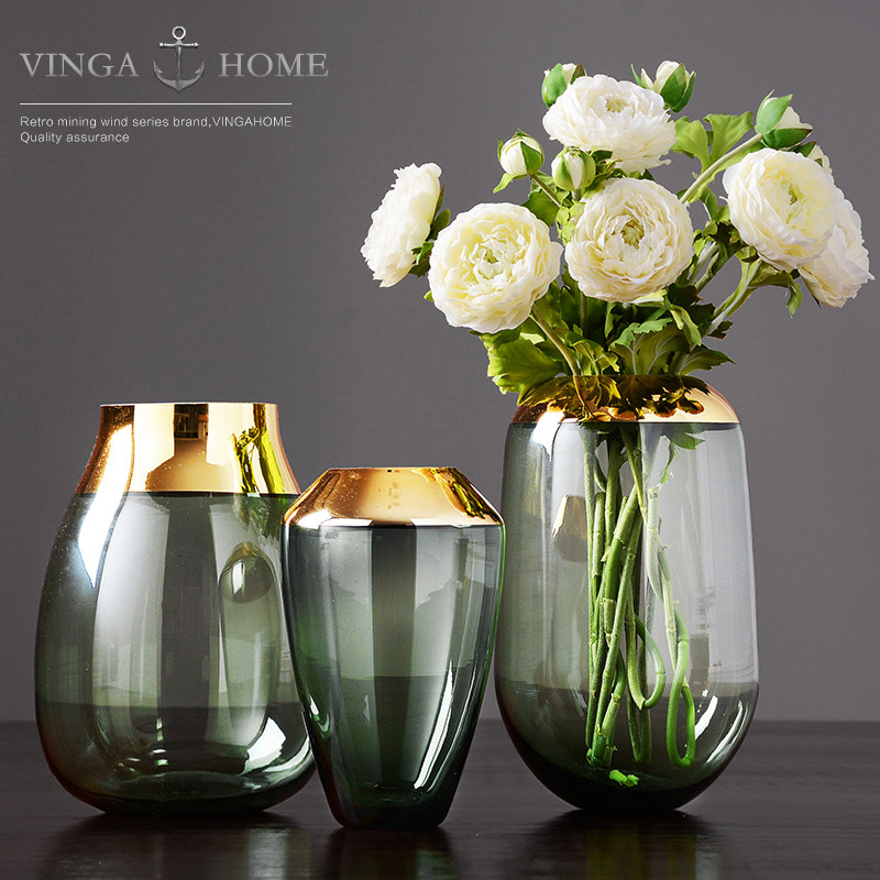 European modern simple light luxury Transparent hydroponic Phnom Penh glass vase decoration Living room floral table decoration