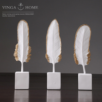 Nordic modern minimalist resin white feather decoration room bedroom study living room creative desktop ornaments