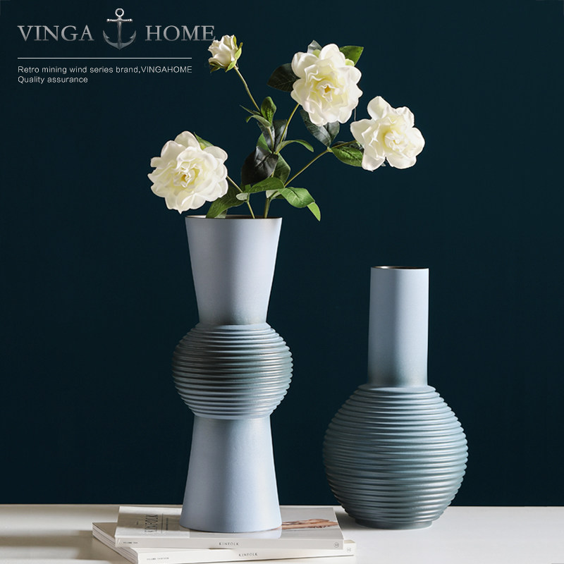 Nordic Modern Simple Creative Round Mouth Ceramic Vase Living Room Dried Flower Arrangement Decoration Home Decoration Decoration