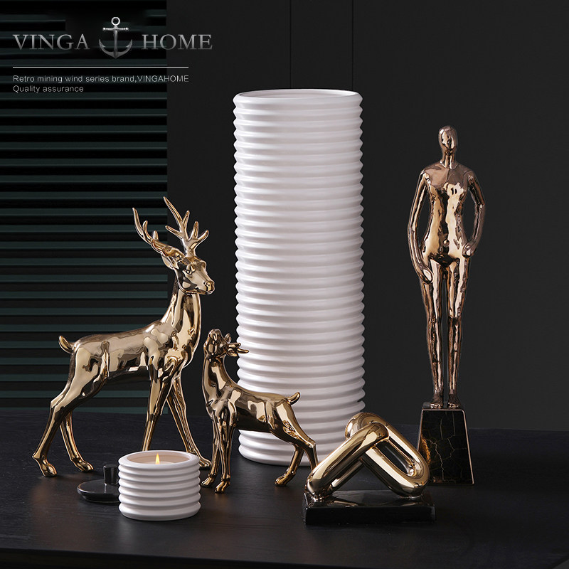 Modern light luxury ceramic artwork deer furnishing rooms parlour library soft creative home decoration desktop