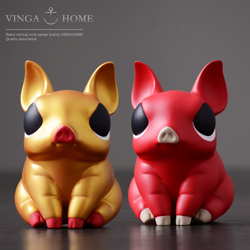 Nordic Home Furnishing Fortune Golden Pig Ornament Year of the Pig Creative Mascot Living Room Personality Cute Decoration