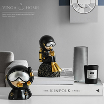 Brief Modern Cute Cartoon Diver Resin Small Swing Piece Children Room Arrangement Desktop Furnishing Decorations