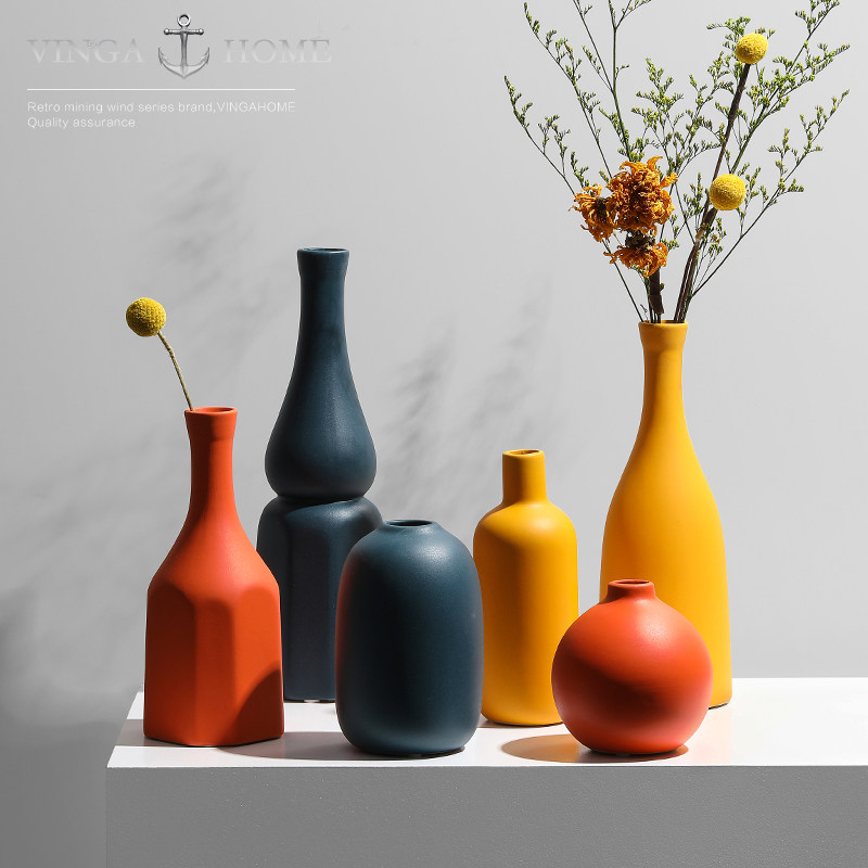 Vingahome simple modern Nordic Morandi ceramic vase decoration living room table flower arrangement and dried flower decoration