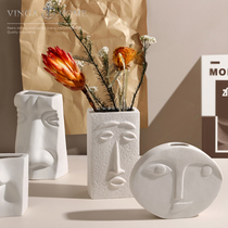 Modern simple creative face ceramic vase ornaments living room flower arrangement dried flower table wine cabinet TV cabinet decorations
