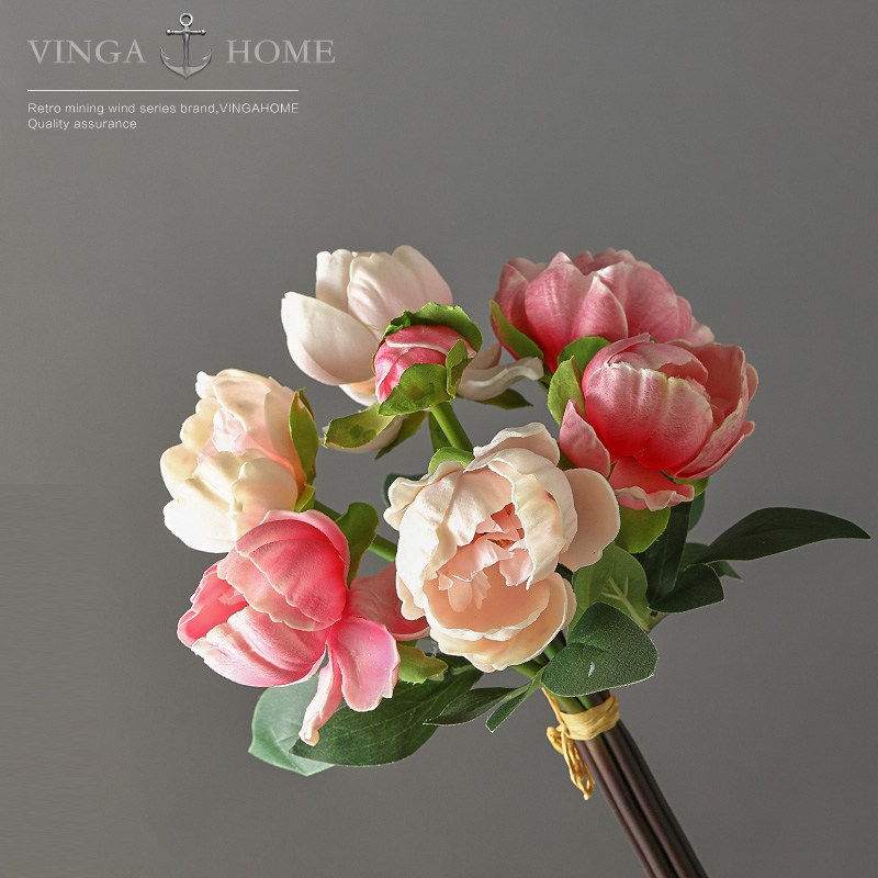 Simulation Peony Bouquet Fake Flower Pendulum Pieces Living-room Dining Room Table Tea Table Flower Arrangement Home Floral Decoration Furnishing 