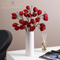 Simulation Charred Side Red Yellow Rose Flower Pendulum Piece Fake Flower Arrangement Nordic Living Room Dining Room Table Noodle Wedding Dry Bouquet Adornment