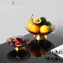 Minimalist modern creative European-style tea table Living room Extravagant High-end Glass Fruit Tray Pendulum with light extravagant Feng Shui fruit tray tray